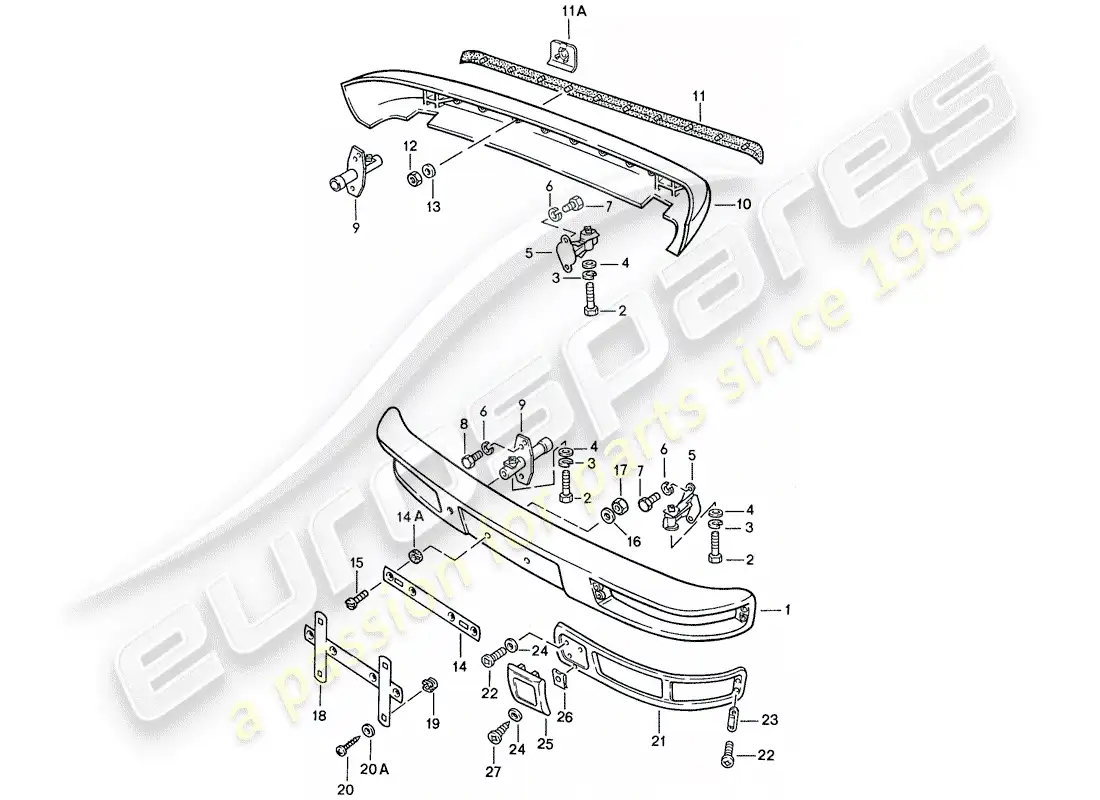 porsche 1990 (944) parachoques - sin: - diagrama de piezas del buffer