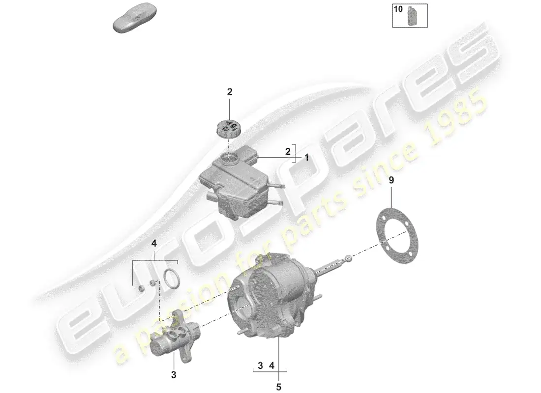 porsche 2019 (992-1) cilindro maestro del freno diagrama de piezas
