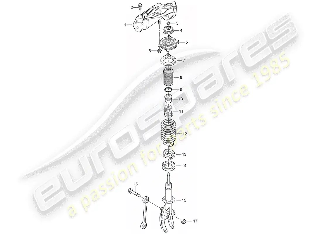 porsche 2009 (cayenne e1 9pa) suspensión diagrama de piezas