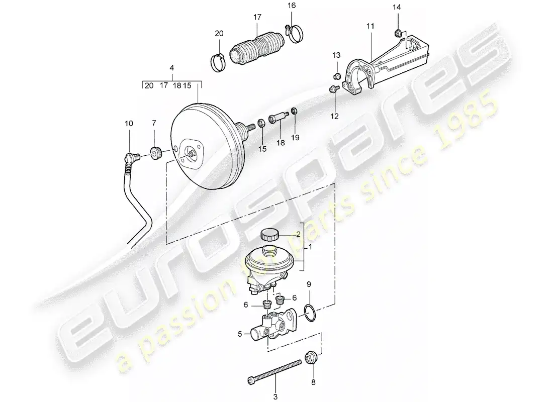 porsche 2006 (987 boxster) cilindro maestro del freno diagrama de piezas