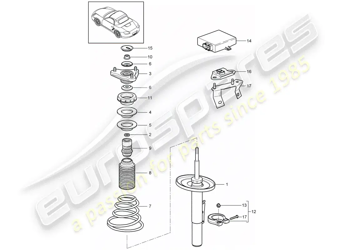 porsche 2010 (987 boxster) suspensión diagrama de piezas