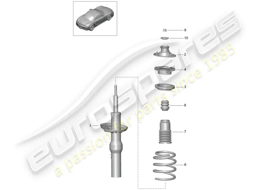 porsche 2012 (981 boxster) amortiguador diagrama de piezas