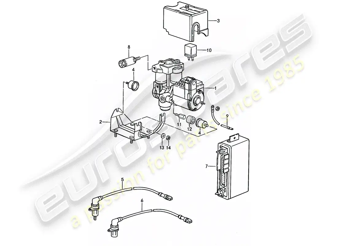 porsche 1990 (944) grupo hidráulico - sistema de freno antibloqueo -abdominales- diagrama de piezas