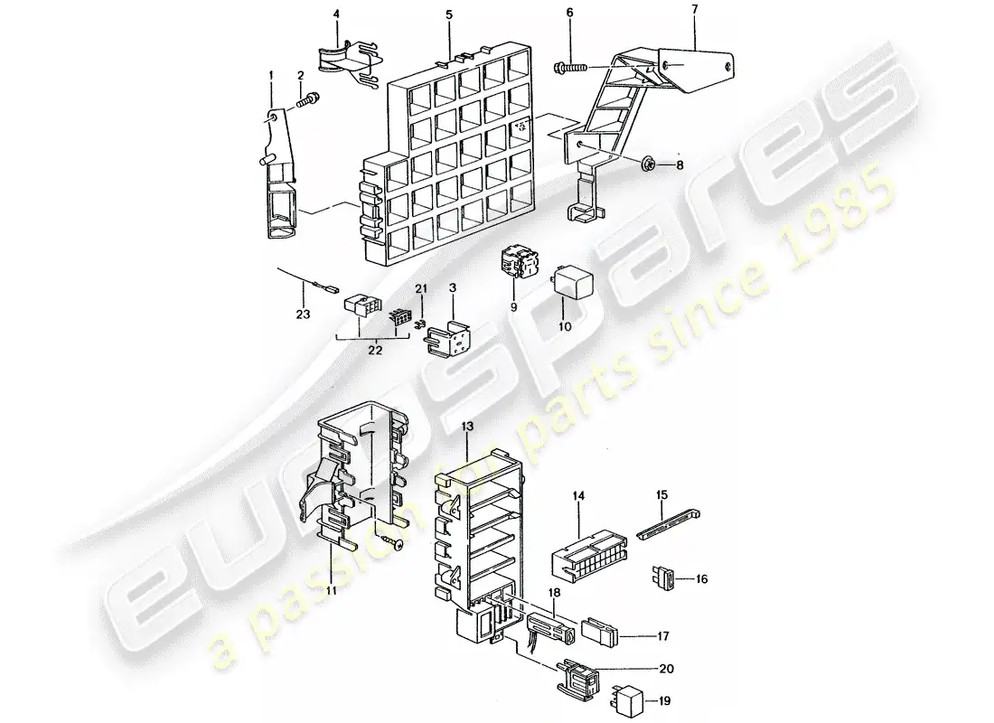 porsche 2004 (996 gt3) caja de fusibles/placa de relés - tablero diagrama de piezas