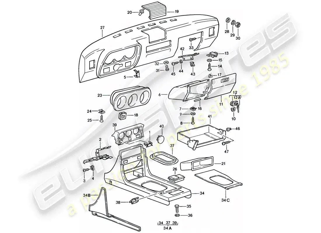 porsche 1978 (924) panel diagrama de piezas