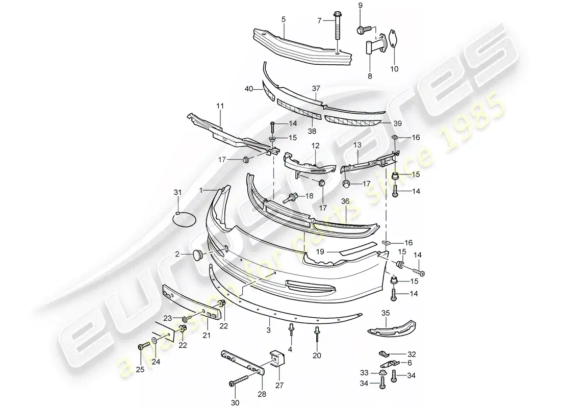 porsche 2003 (996 gt3) parachoque diagrama de piezas