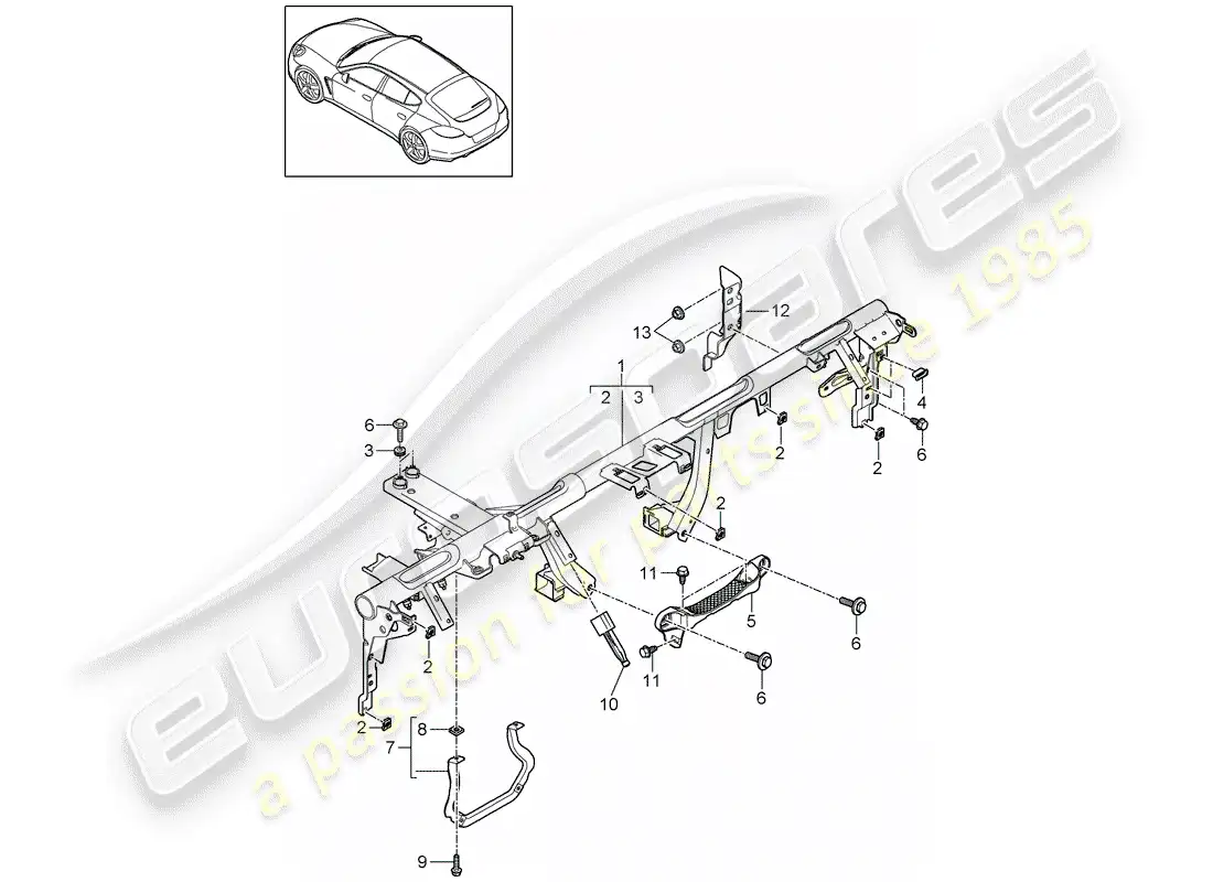 porsche 2015 (panamera 970) marco de retención diagrama de piezas