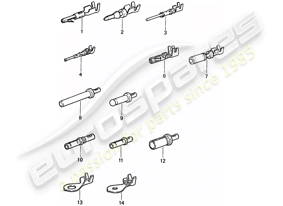 porsche 1987 (911) terminal pin (macho) - pin de contacto - zapata de cable diagrama de piezas