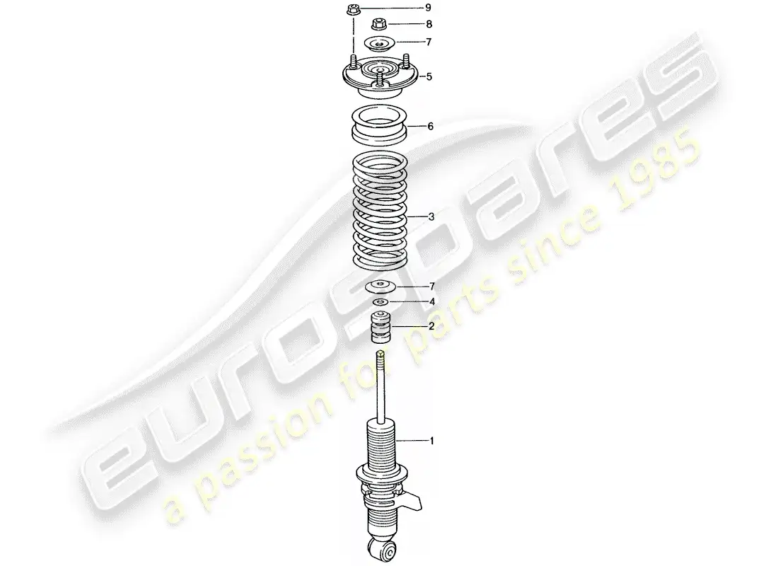 porsche 2005 (996 gt3) amortiguador - muelle helicóptico diagrama de piezas