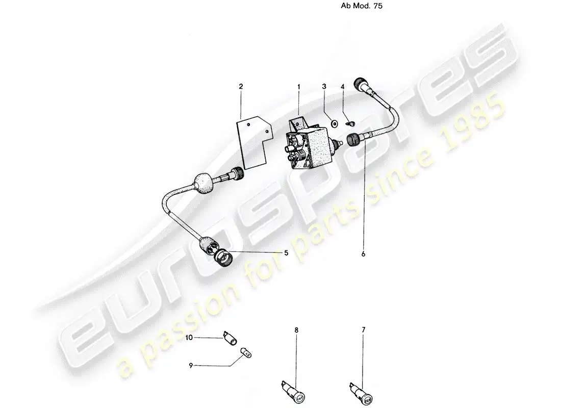 porsche 1975 (914) catalizador - interruptor del contador - lámpara de advertencia - d - mj 1975>> diagrama de piezas