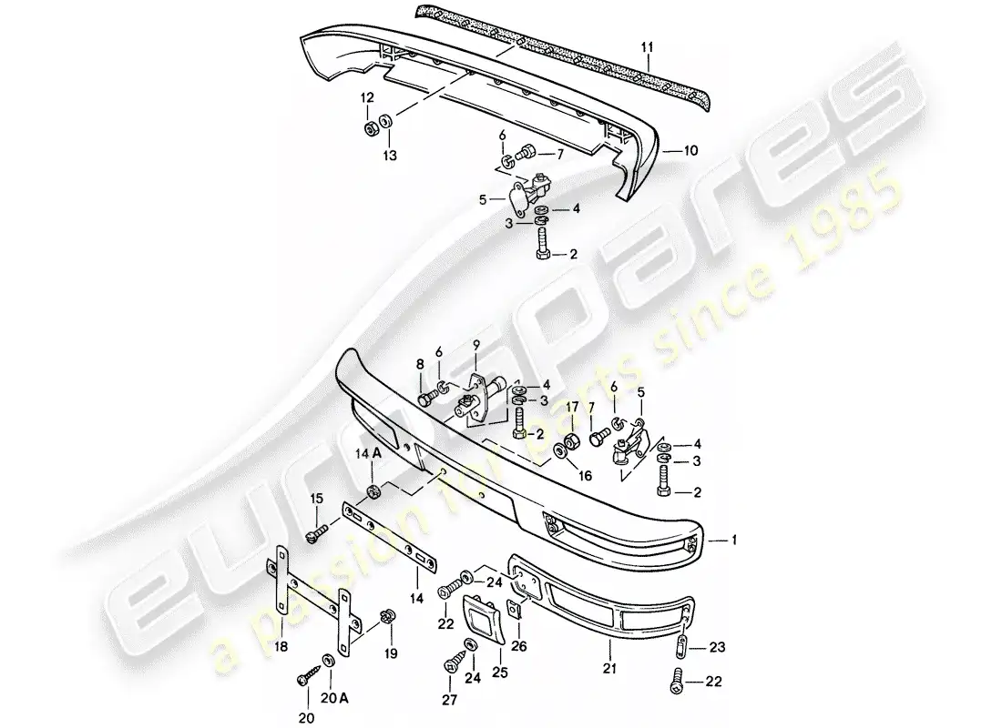porsche 1983 (944) parachoques - sin: - diagrama de piezas del buffer