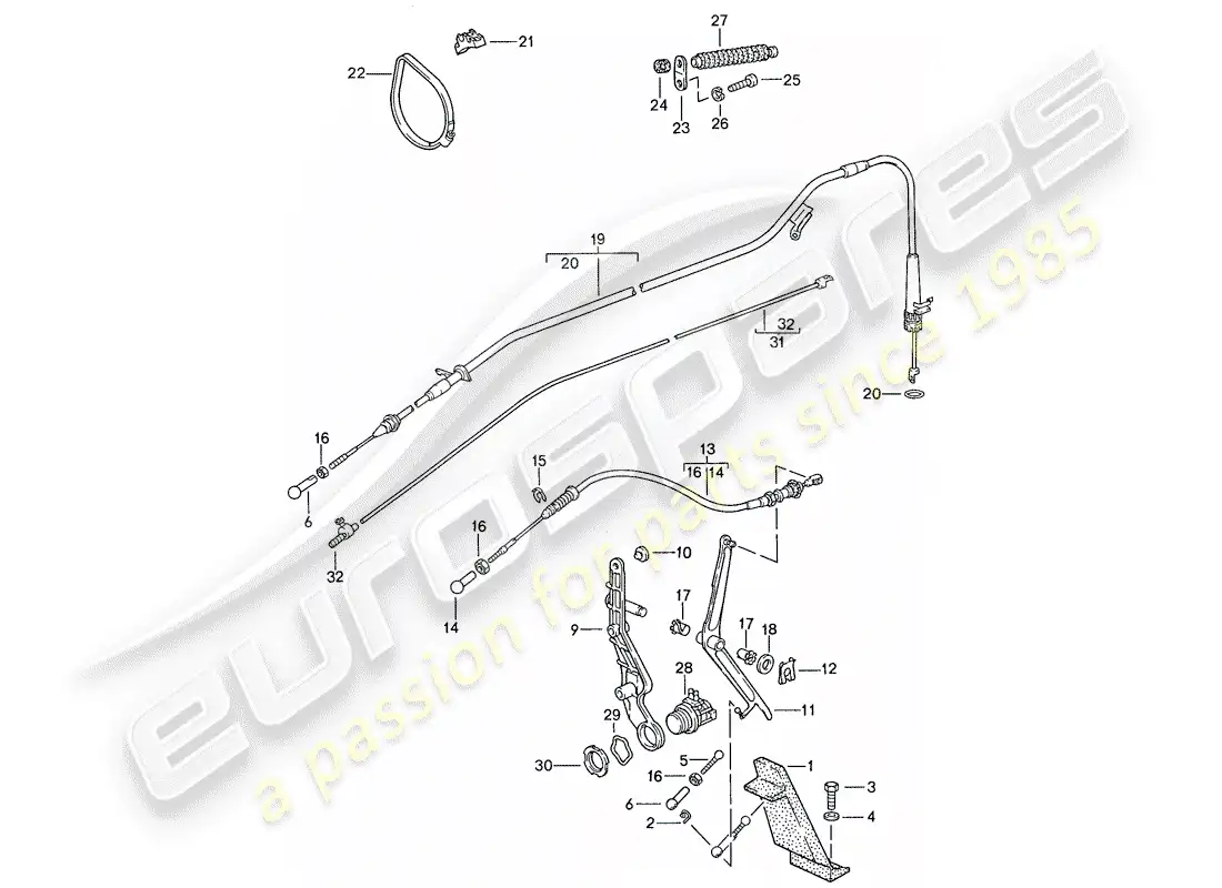 porsche 1988 (928) throttle control diagrama de piezas
