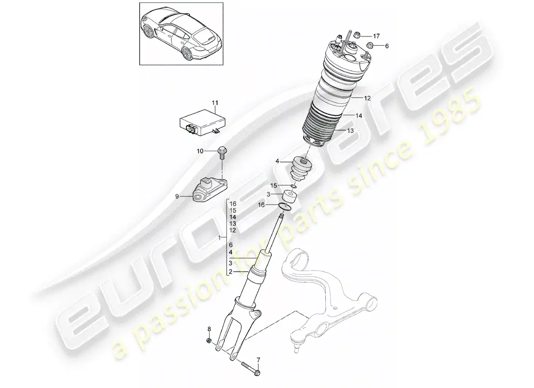 porsche 2016 (panamera 970) suspensión diagrama de piezas