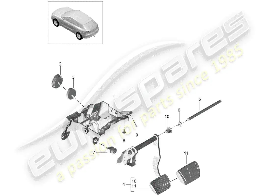 porsche 2016 (macan) operaciones de freno diagrama de piezas