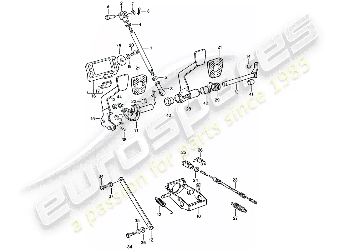 porsche 1987 (911) pedales - d >> - mj 1988 diagrama de piezas