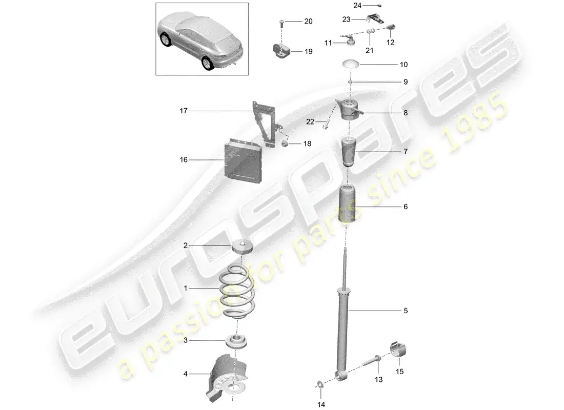 porsche 2016 (macan) suspensión de resorte de acero diagrama de piezas