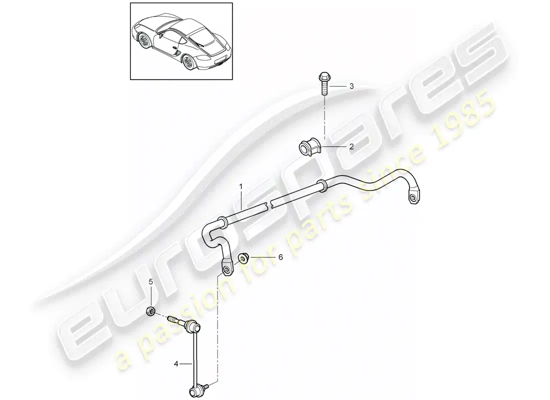 porsche 2012 (987 cayman) estabilizador diagrama de piezas