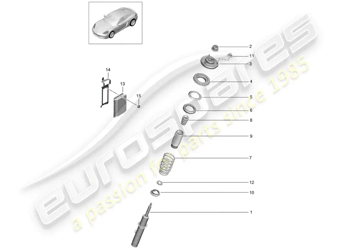 porsche 2017 (718 cayman) suspensión diagrama de piezas