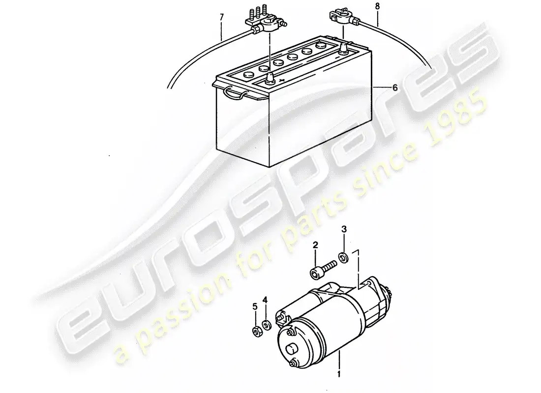 porsche 1994 (928) arranque - batería diagrama de piezas