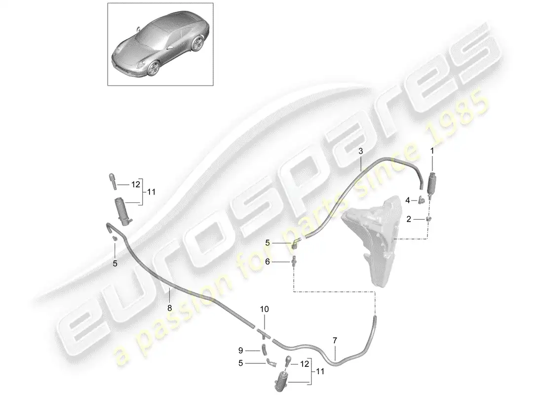 porsche 2012 (991-1) sistema arandela diagrama de piezas