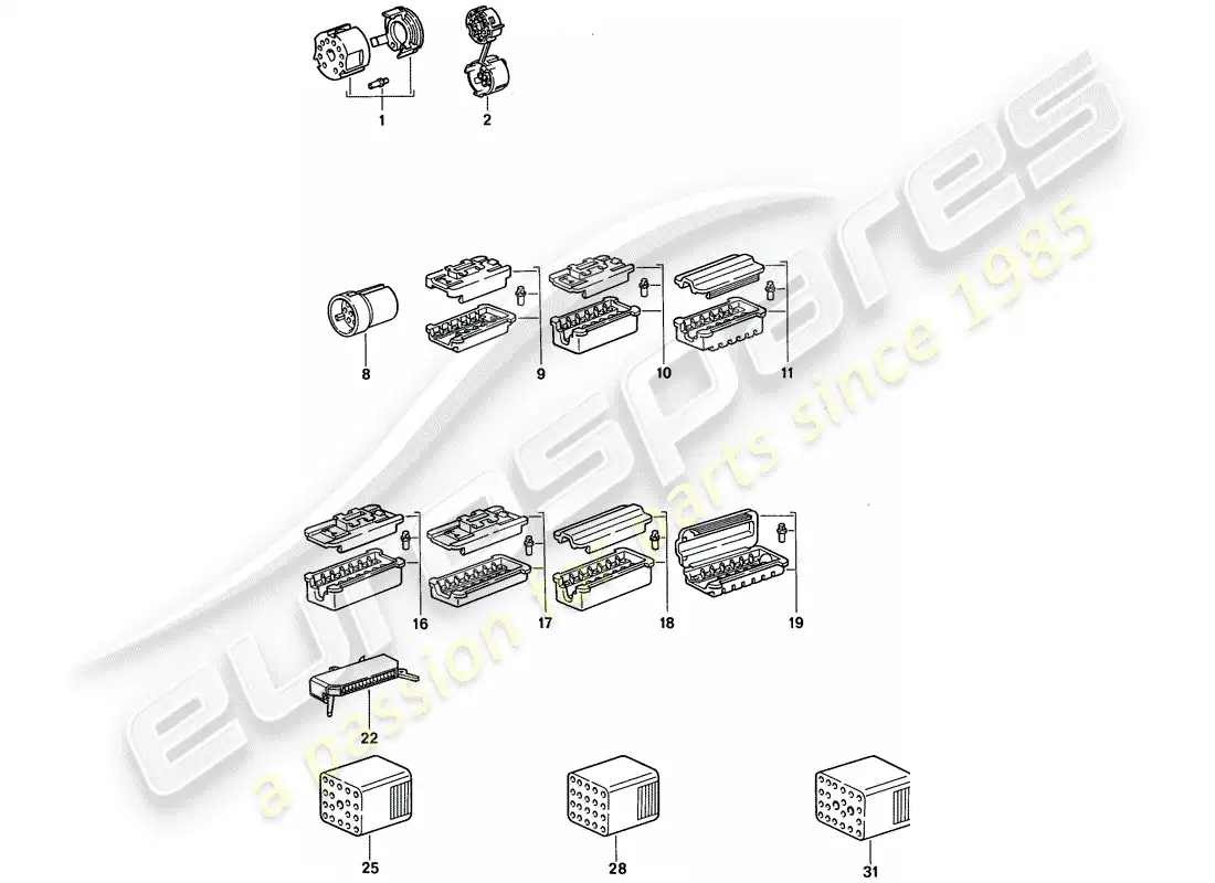 porsche 1993 (968) carcasa del conector diagrama de piezas