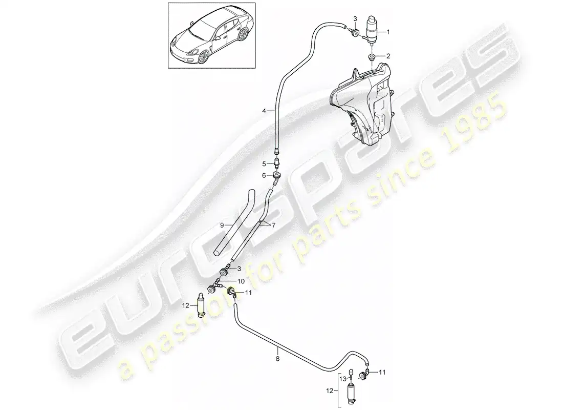porsche 2010 (panamera 970) sistema arandela diagrama de piezas