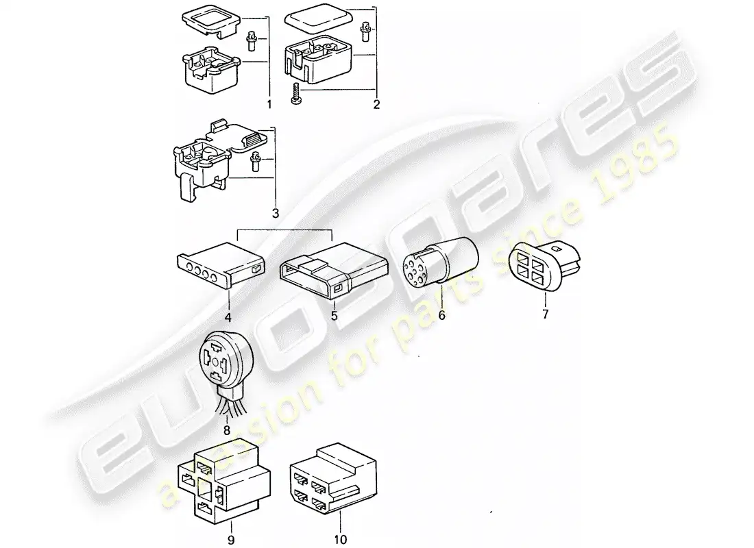 porsche 1987 (911) carcasa del conector diagrama de piezas