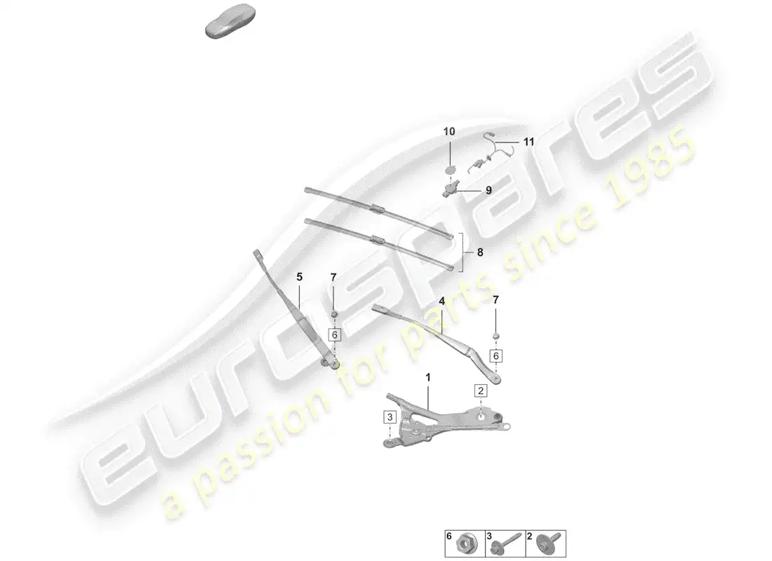 porsche 2020 (992-1) sistema limpiaparabrisas compl. diagrama de piezas