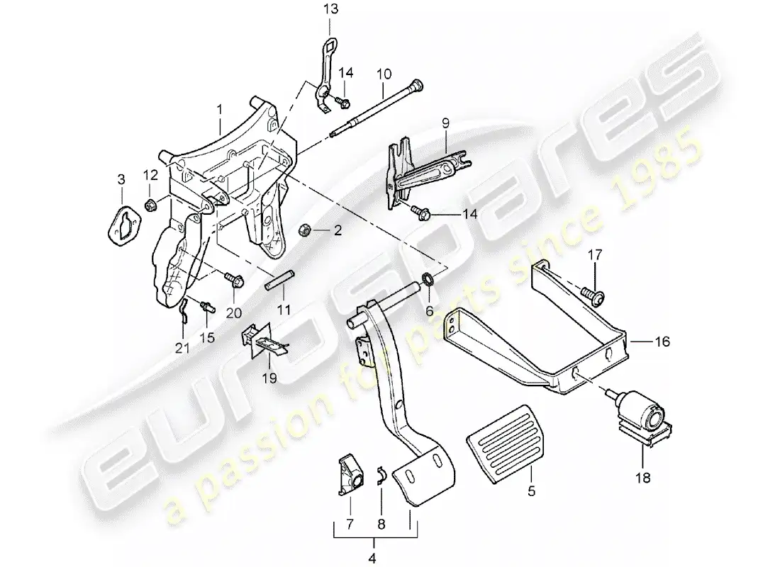 porsche 2005 (cayenne e1 9pa) brake and acc. pedal assembly diagrama de piezas