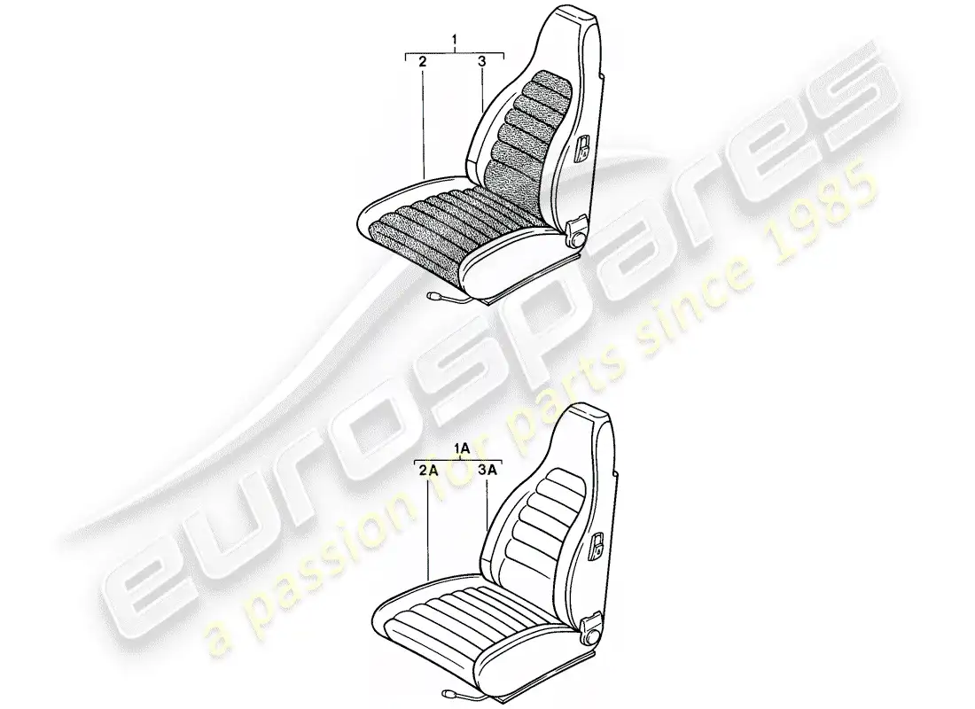 porsche 1976 (924) asiento delantero - completo - funda de asiento diagrama de piezas