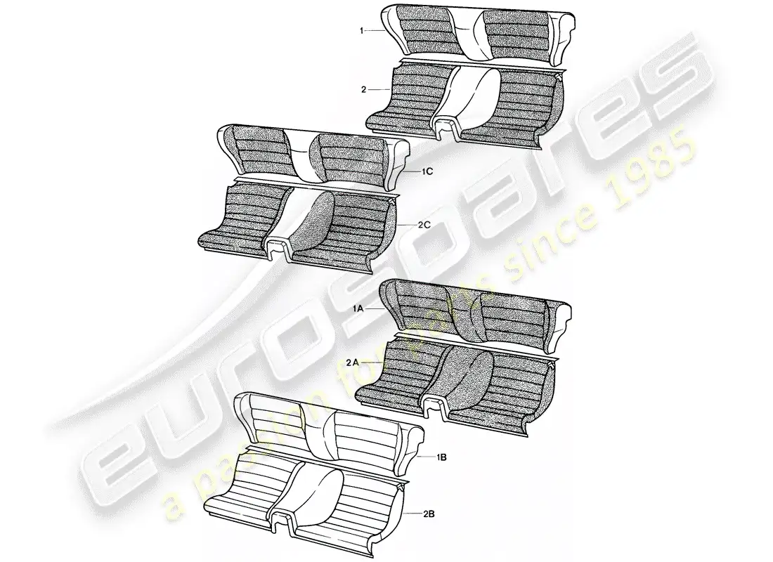 porsche 1982 (944) asiento de emergencia - completo diagrama de piezas