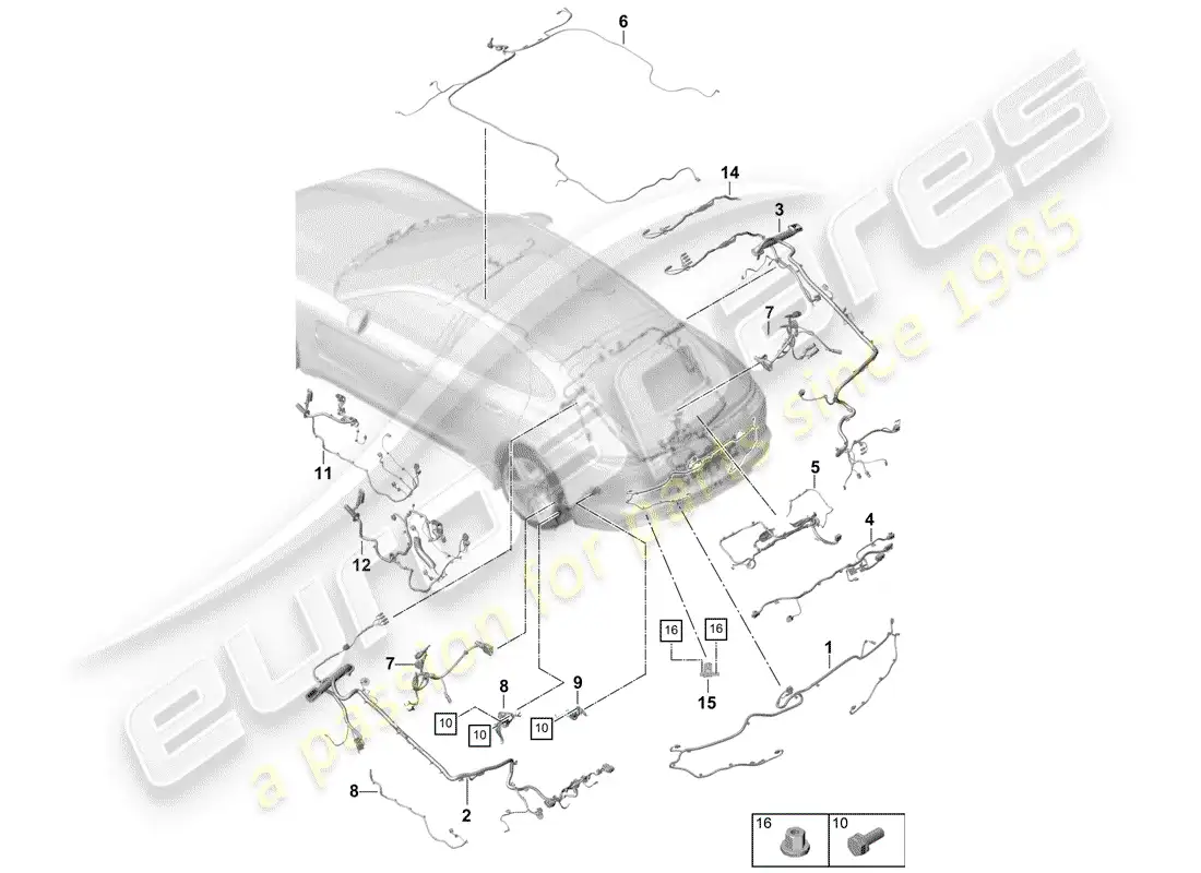 porsche 2018 (panamera 971-1) cableando arneses diagrama de piezas