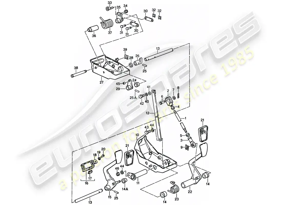 porsche 1987 (911) pedales diagrama de piezas