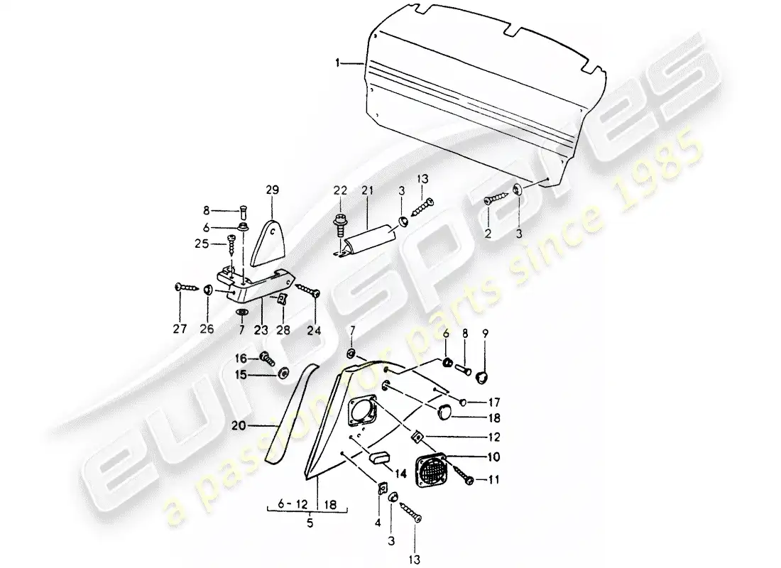 porsche 1991 (964) equipamiento interior diagrama de piezas