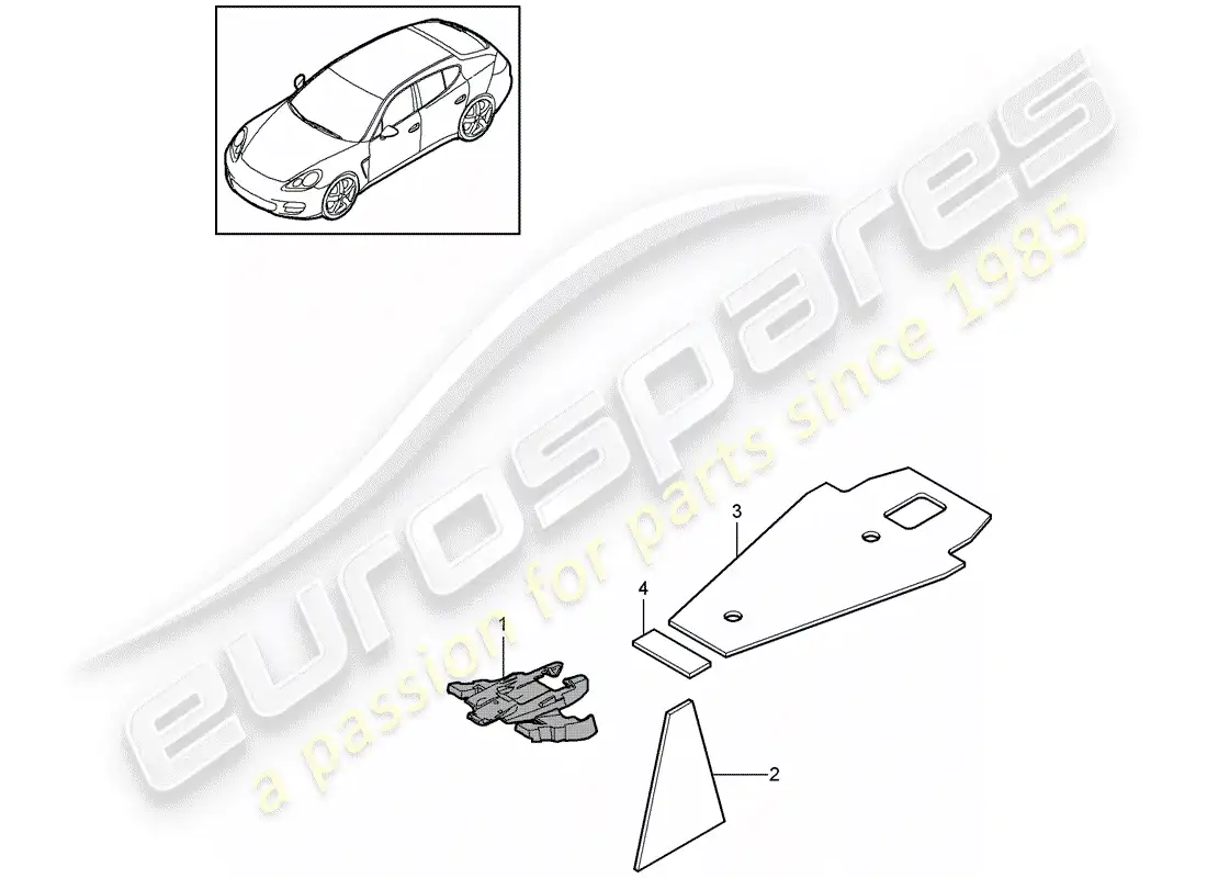 porsche 2013 (panamera 970) absorbente de sonido diagrama de piezas