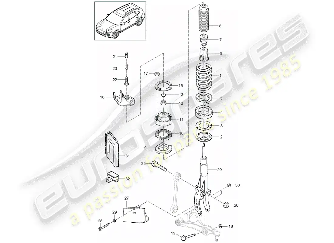 porsche 2018 (cayenne e2 92a) suspensión diagrama de piezas