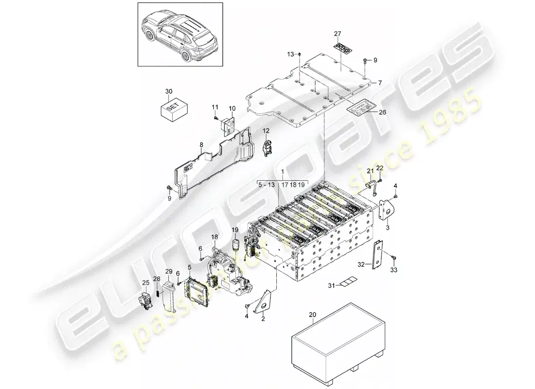 porsche 2016 (cayenne e2 92a) híbrido diagrama de piezas