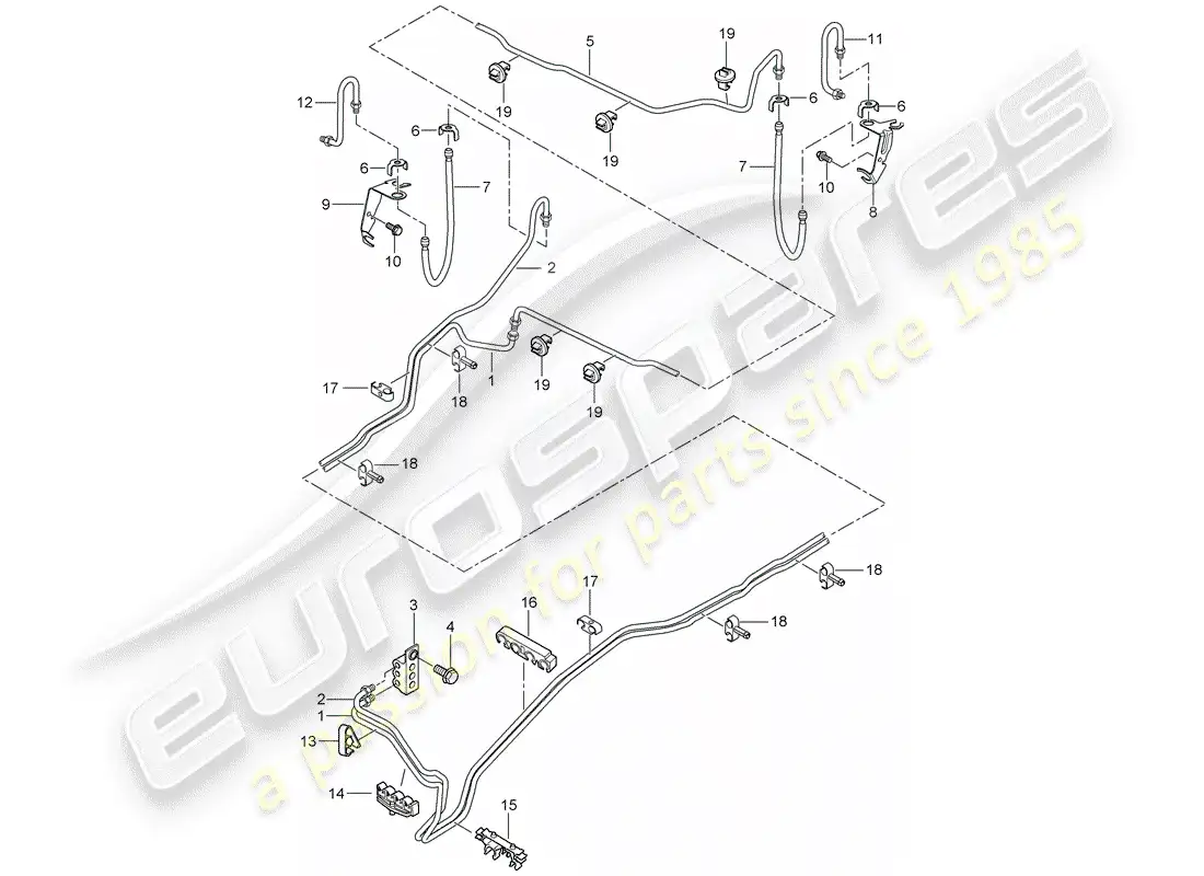 porsche 2007 (cayenne e1 9pa) línea de freno diagrama de piezas
