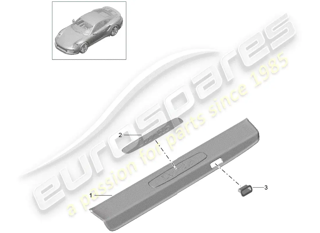 porsche 2014 (991-1 turbo) placa de protección - panel de umbral diagrama de piezas
