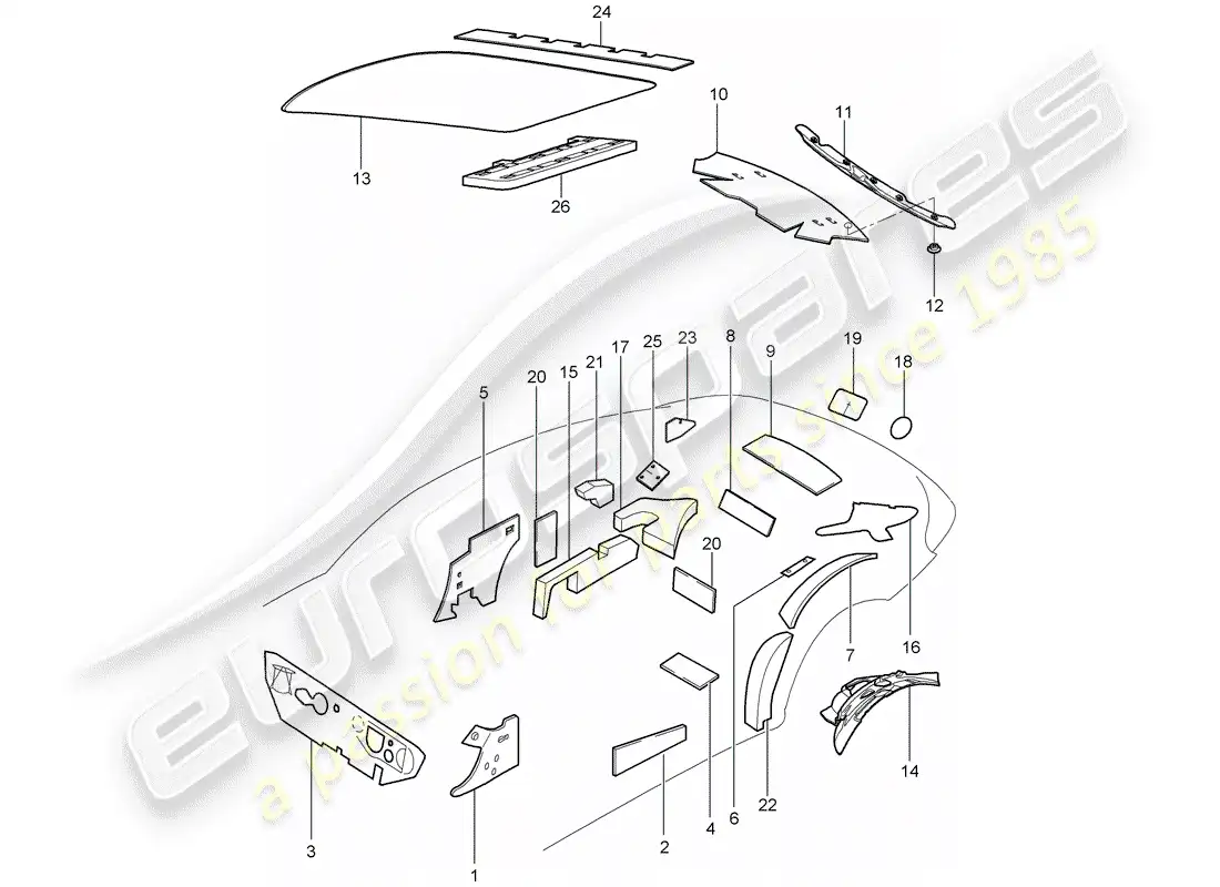 porsche 2009 997-2 turbo / gt2 carrocería diagrama de piezas