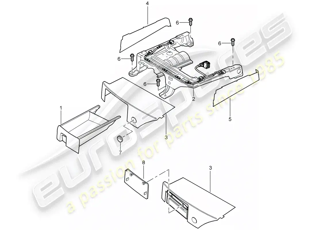porsche 2005 (cayenne e1 9pa) estructura del asiento diagrama de piezas