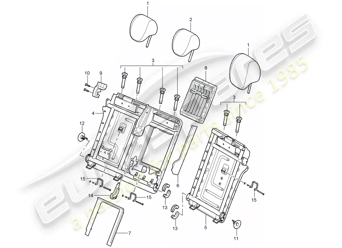 porsche 2005 (cayenne e1 9pa) reposacabezas diagrama de piezas