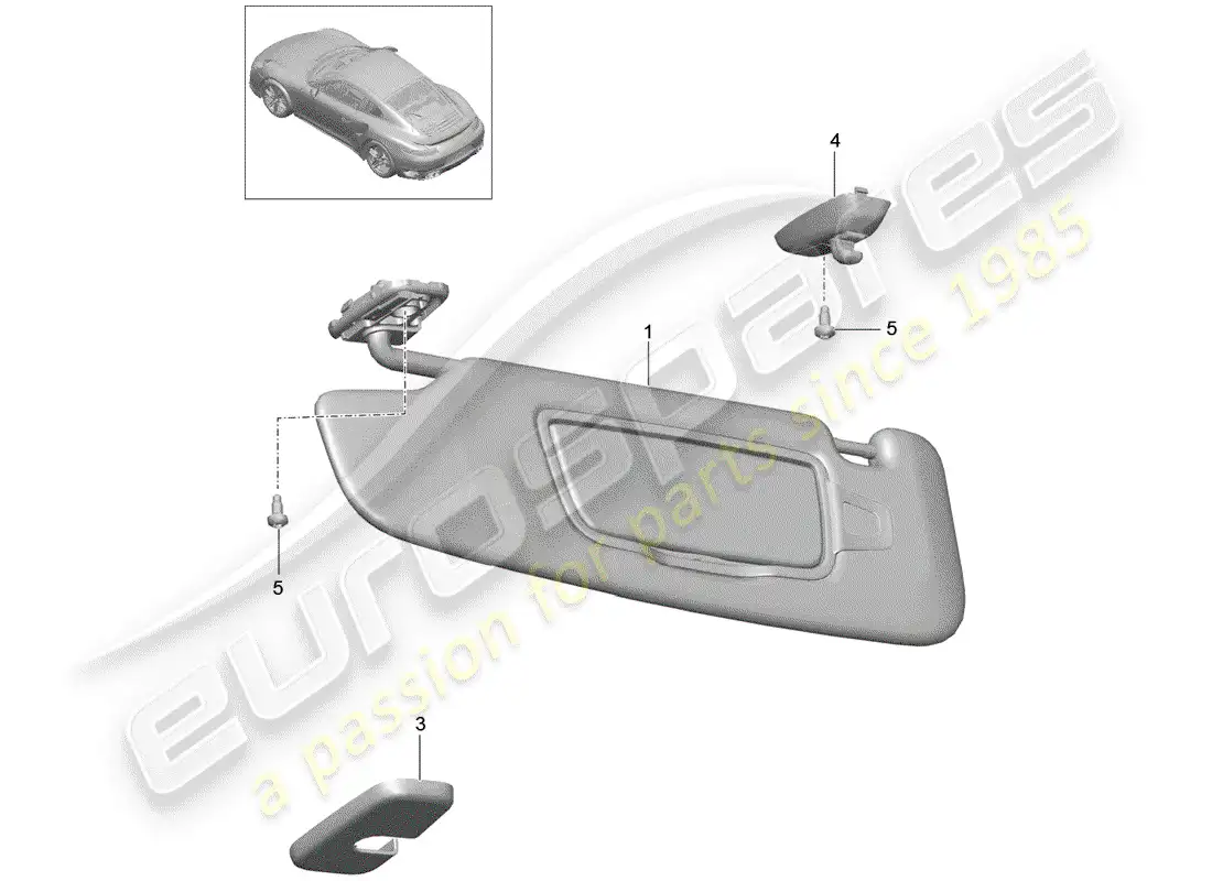 porsche 2014 (991-1 turbo) sun vizors diagrama de piezas