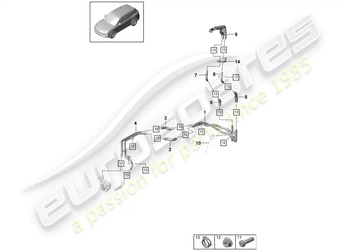 porsche 2020 (cayenne e3 9ya/9yb) calentador diagrama de piezas