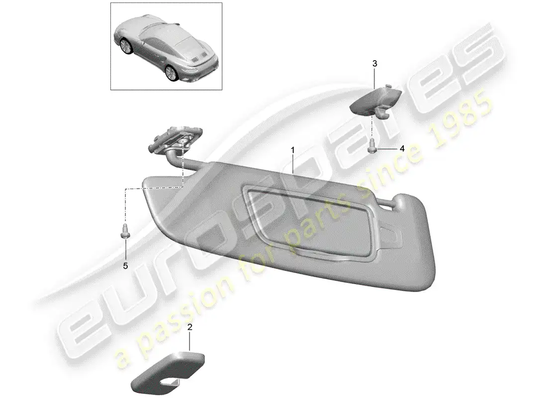 porsche 2014 (991-1 turbo) sun vizors diagrama de piezas