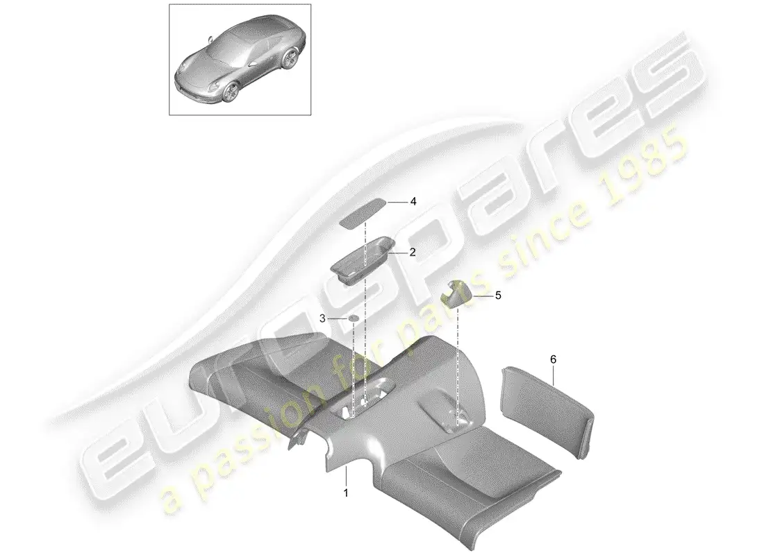 porsche 2014 (991-1) cojín del asiento trasero diagrama de piezas