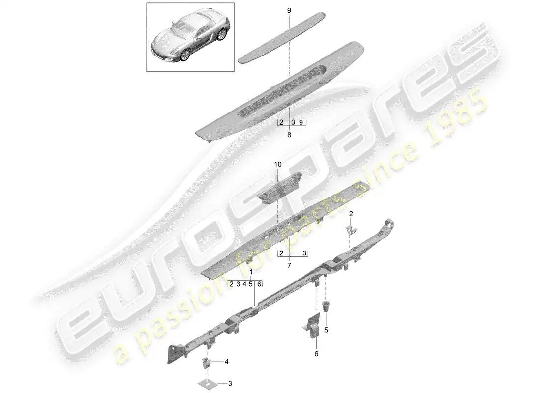 porsche 2013 (981 boxster) recubrimiento diagrama de piezas