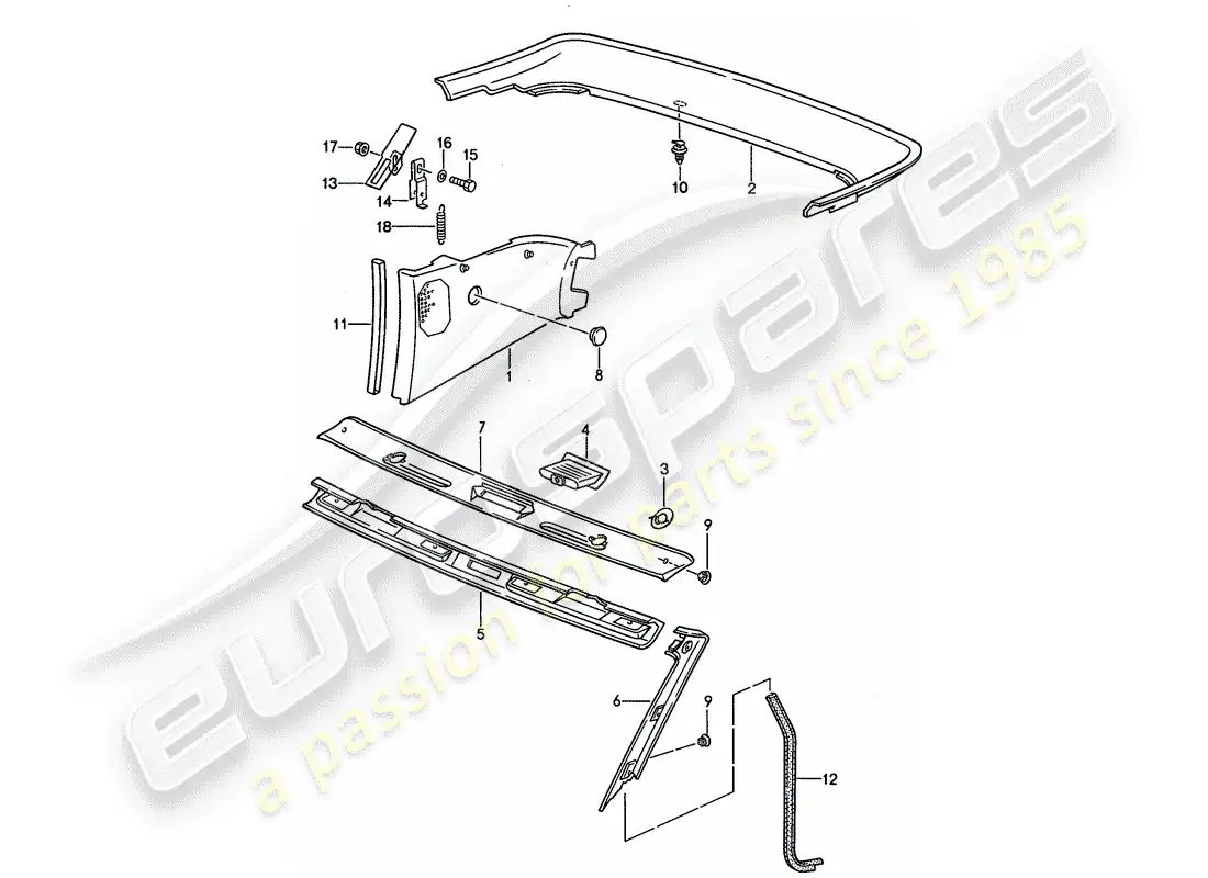 porsche 1991 (944) adornos diagrama de piezas