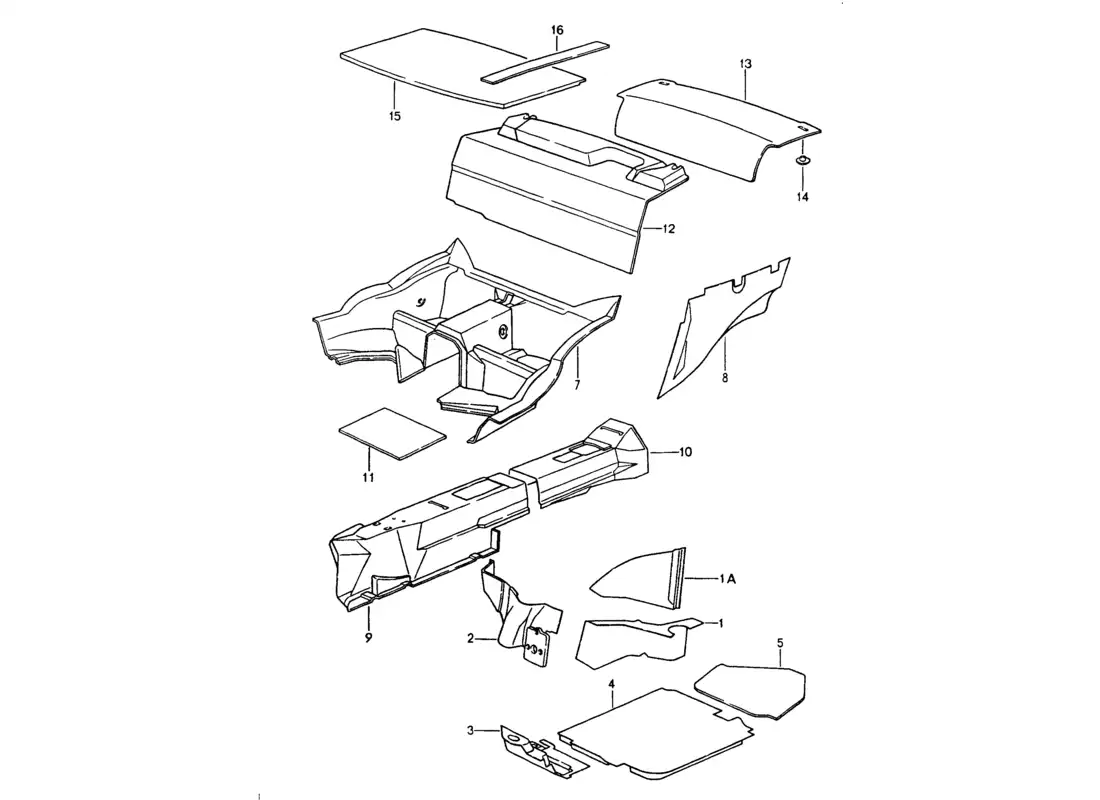 porsche 1994 (964) carcasa del cuerpo - absorbentes de sonido diagrama de piezas