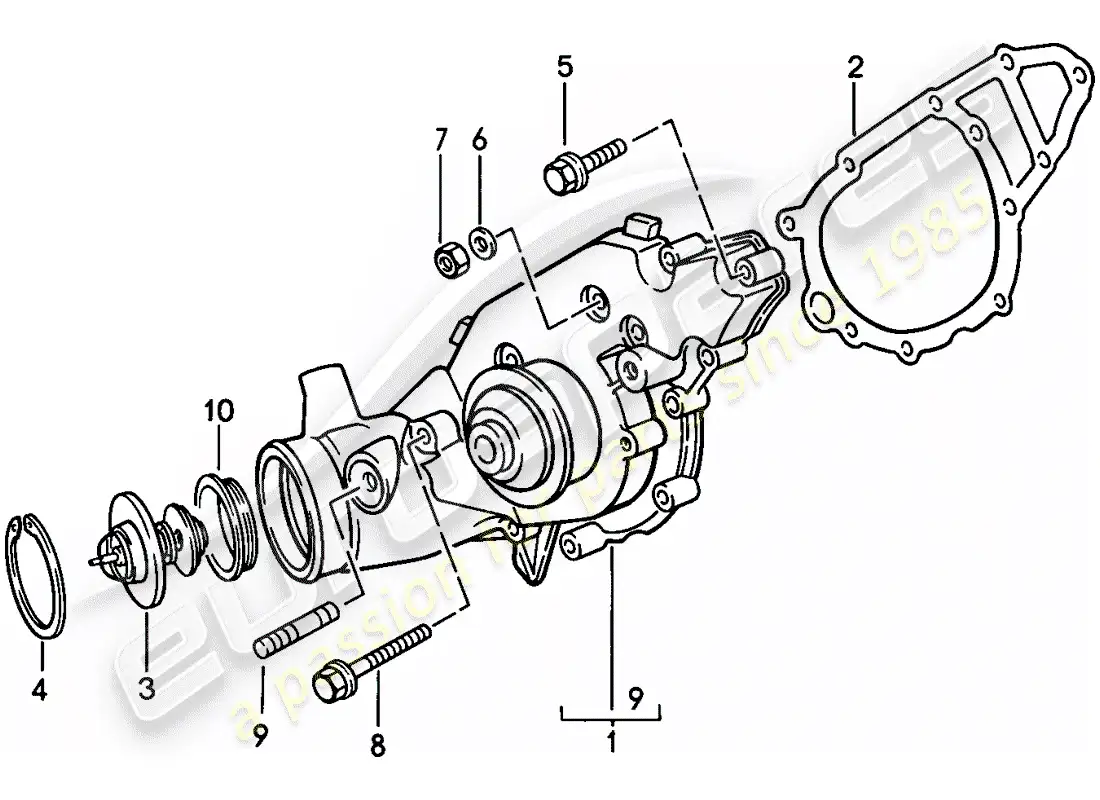 porsche 1983 (944) bomba de agua diagrama de piezas